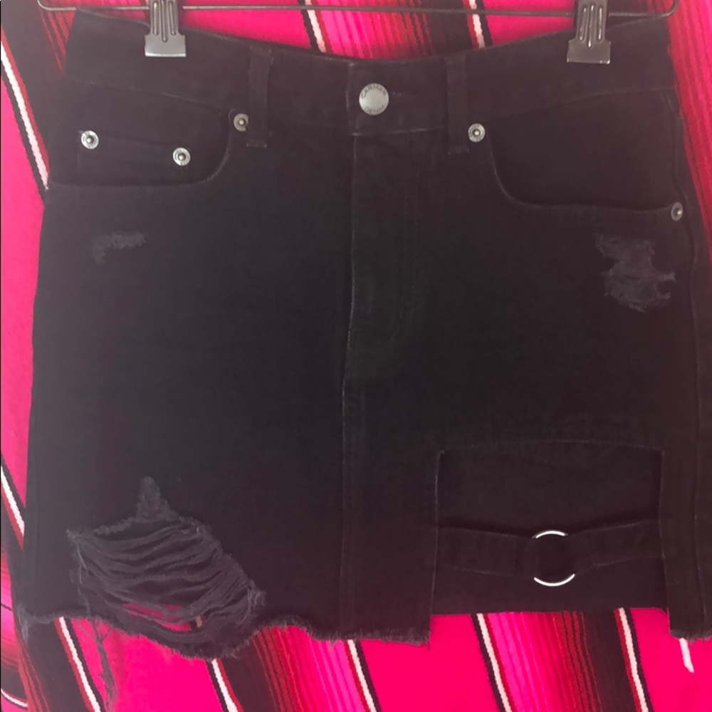 Black Distressed Denim Skirt Carmar Size Small
